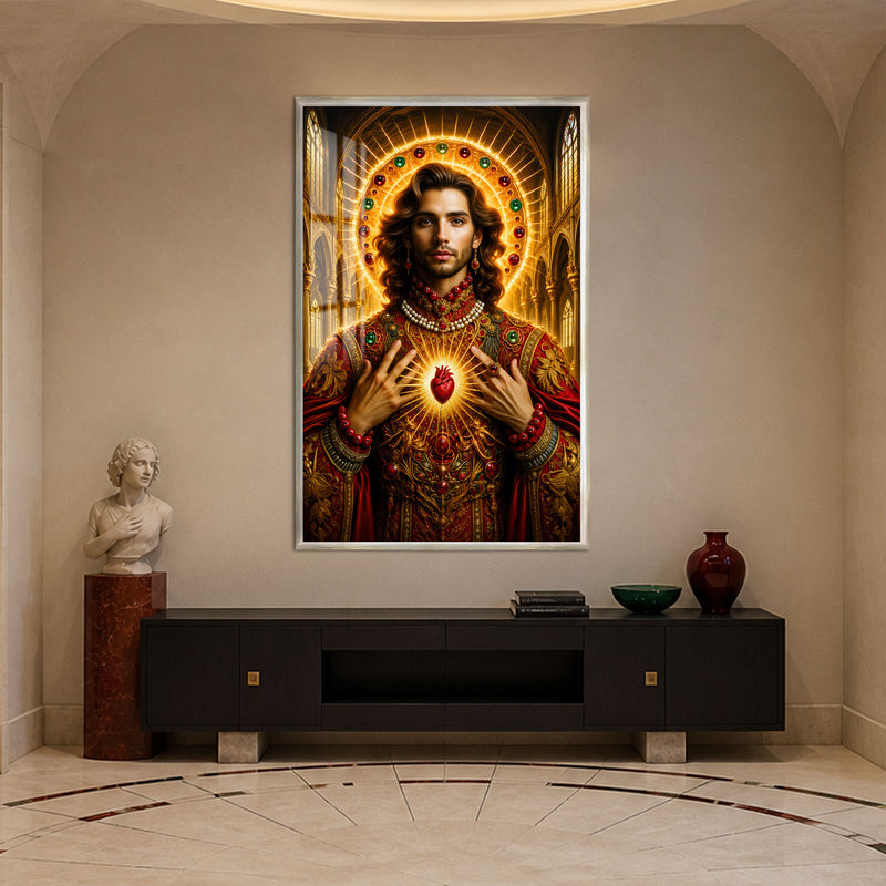 Sacred Heart Radiance with silver frame