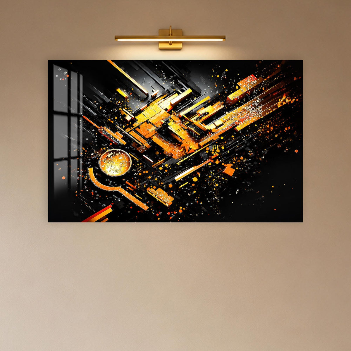 Artronauts Glass Print Orange Fragment Burst Glass Wall Art