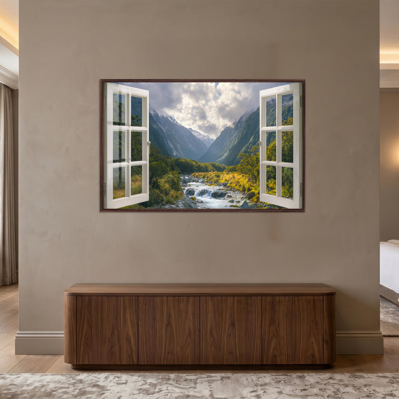 Open Window Valley with walnut frame