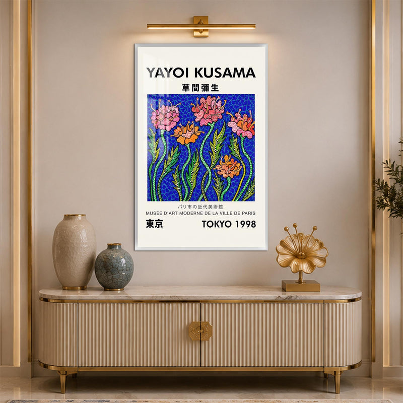 Kusama Floral Reverie with white frame