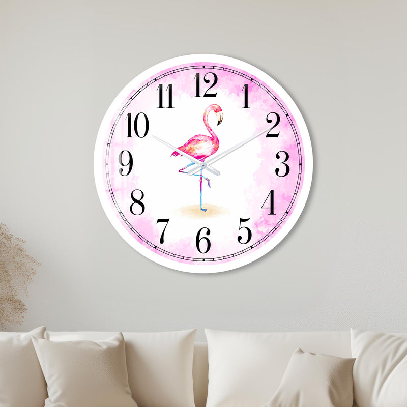 Watercolour Pink Flamingo with white frame