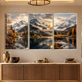 Autumn Alpine Lake with silver frame