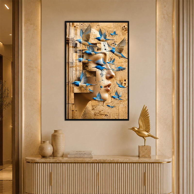 Blue Birds Of Imagination with black frame