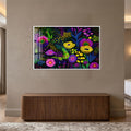 Neon Midnight Garden with white frame