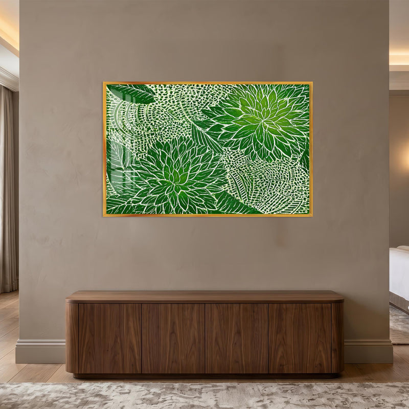 Emerald Lace Blooms with gold frame