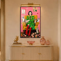 Owl Garden Muse with walnut frame