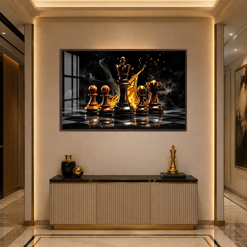 Whisky King Chess with walnut frame