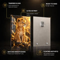 Golden Lion Family — tempered glass, ultra HD print, ready to hang