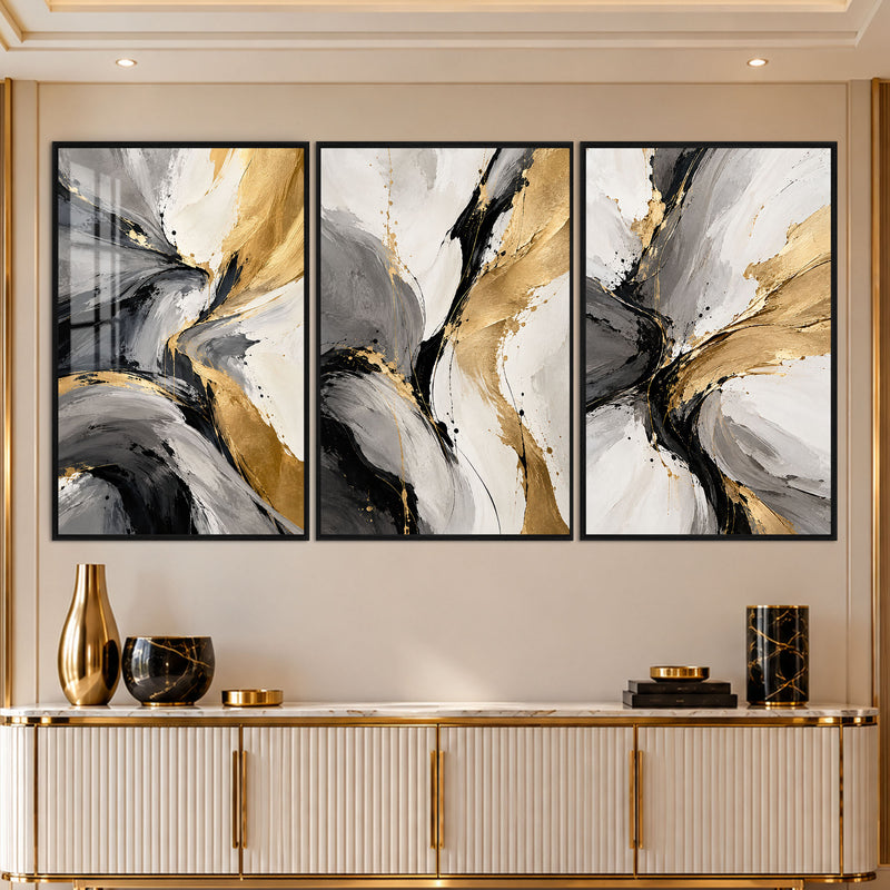 Golden Flow IV with black frame
