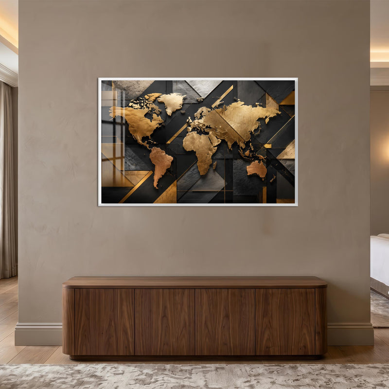 Gilded World Atlas with white frame