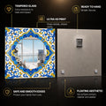 Mediterranean Tile Flourish — tempered glass, ultra HD print, ready to hang