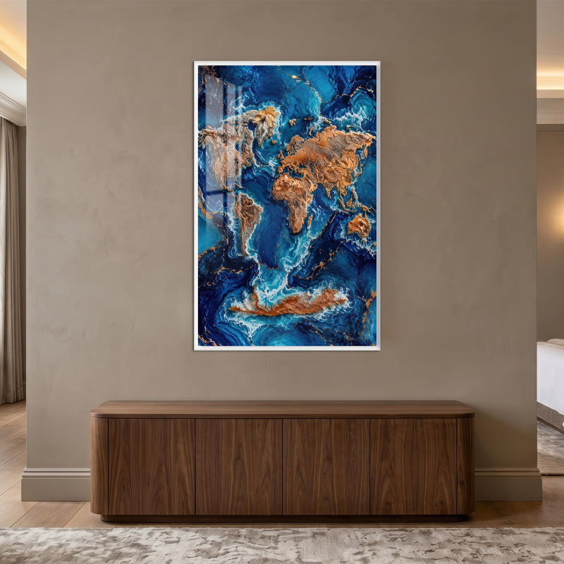 Gilded Ocean World with white frame