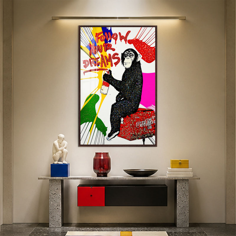 Follow Your Dreams Chimp with walnut frame
