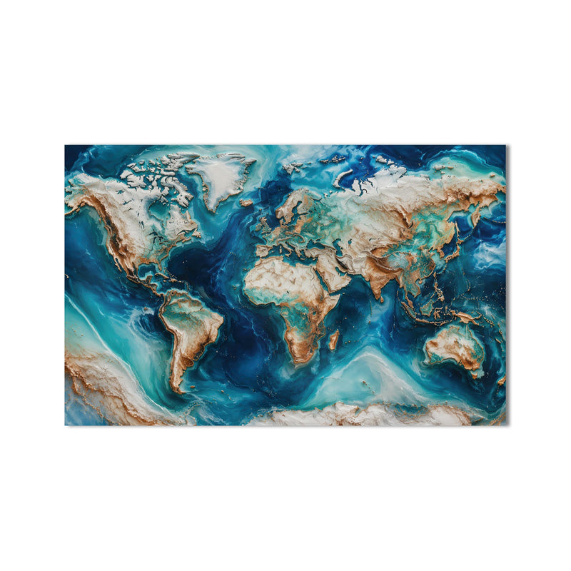 Azure Marble World Map product shot on white background