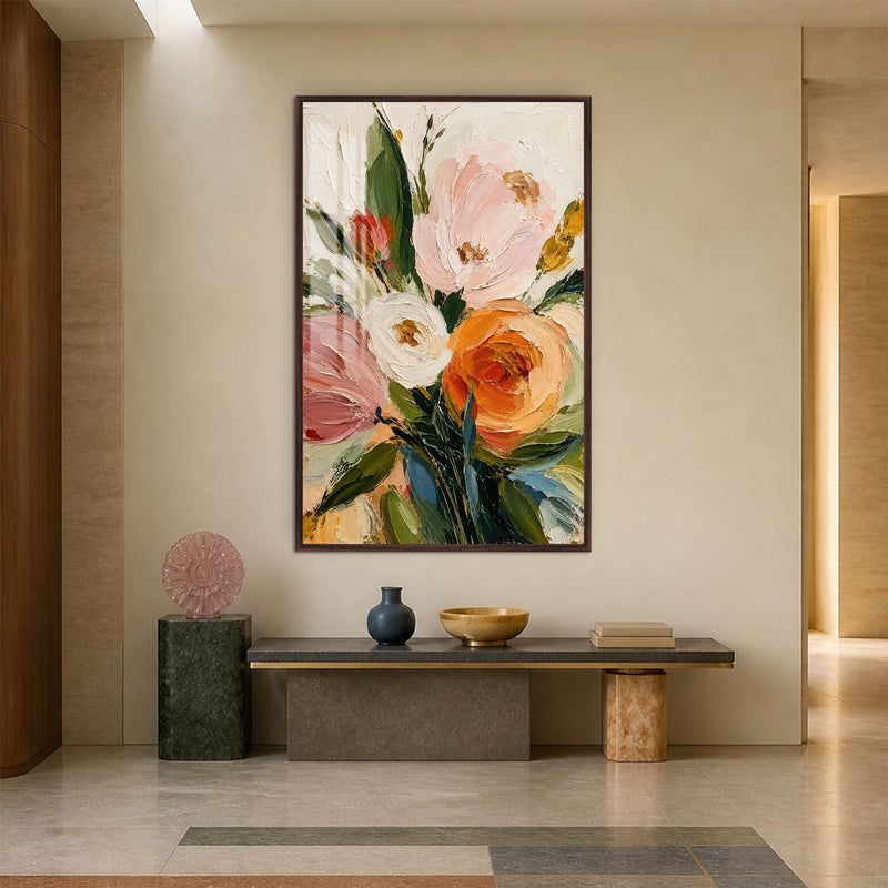 Artronauts Glass Print 12x18 cm | 4.7"x7.1" / Walnut Blushing Garden Bouquet Glass Wall Art