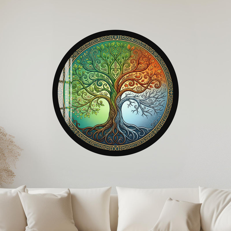 Four Seasons Celtic Tree with black frame