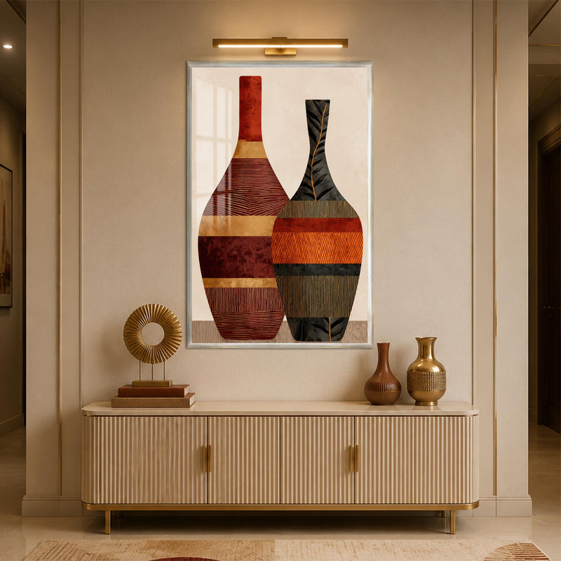 Tribal Vessel Duo with silver frame