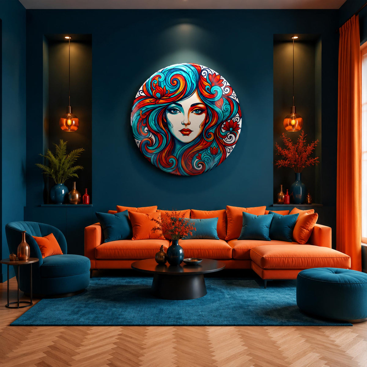 Flame-Haired Muse — tempered glass, ultra HD print, ready to hang