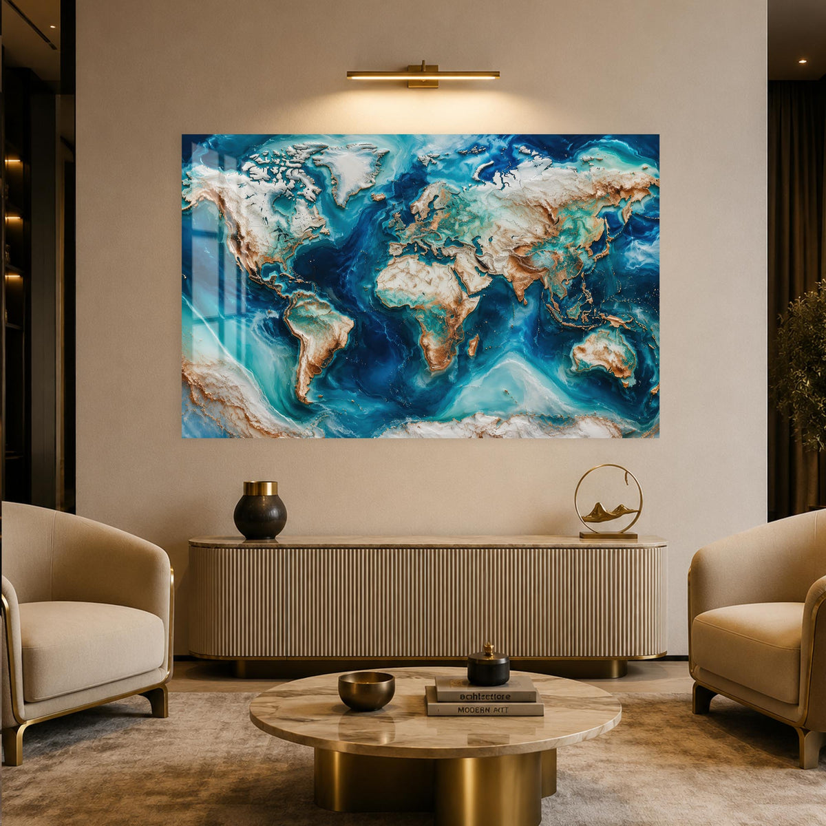 Azure Marble World Map lifestyle view