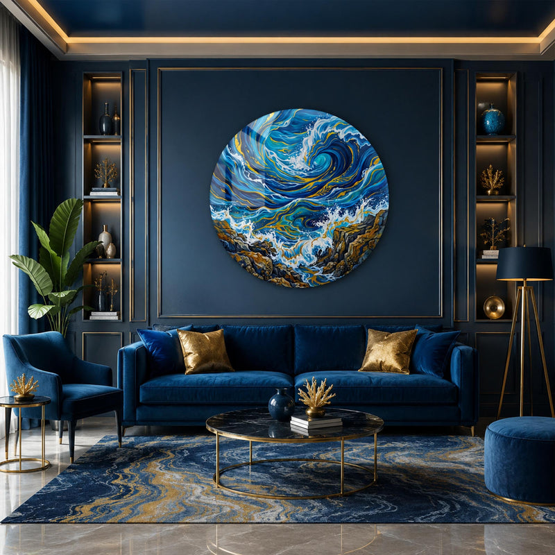 Gilded Ocean Vortex in a modern room