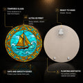 Amber Sailboat Turquoise Waves — tempered glass, ultra HD print, ready to hang