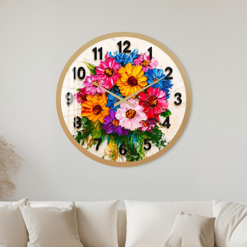 Vibrant Painted Blooms with gold frame