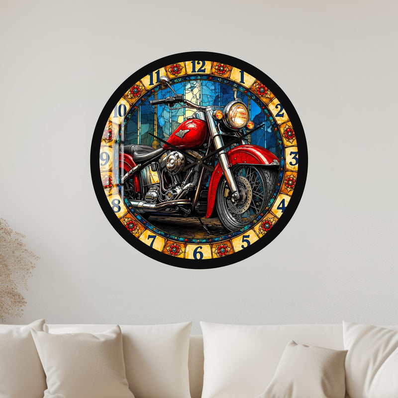 Stained Glass Motorcycle with black frame