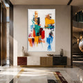 Artronauts Glass Print 12x18 cm | 4.7"x7.1" / White Chromatic City Blocks Glass Wall Art