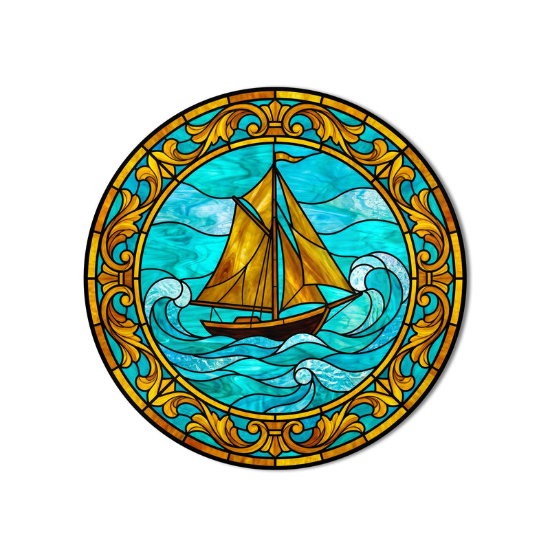 Amber Sailboat Turquoise Waves product shot on white background