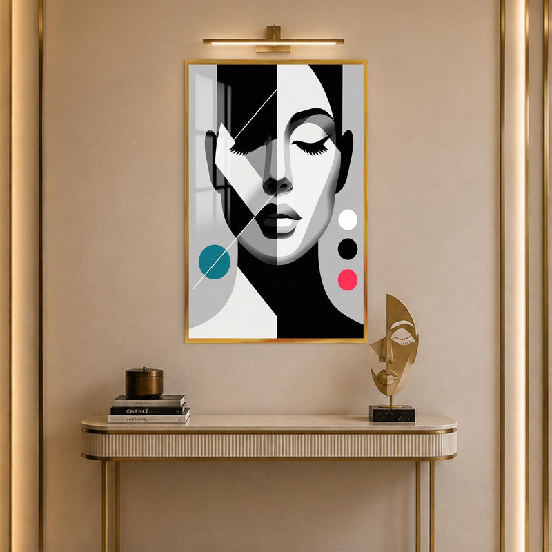 Monochrome Geometric Muse with gold frame