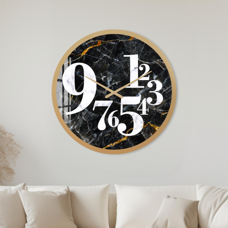 Midnight Marble Numerals with gold frame