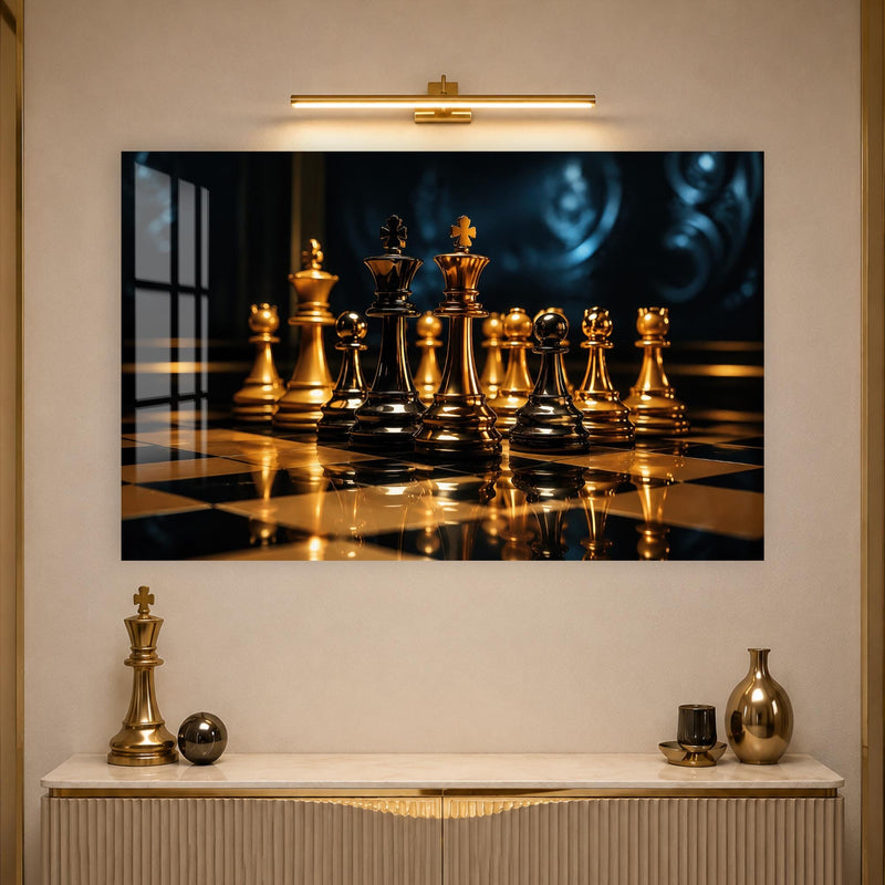 Artronauts Glass Print Golden Chess Standoff Glass Wall Art