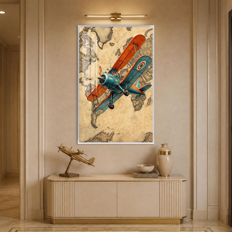 Vintage Biplane Adventure with white frame