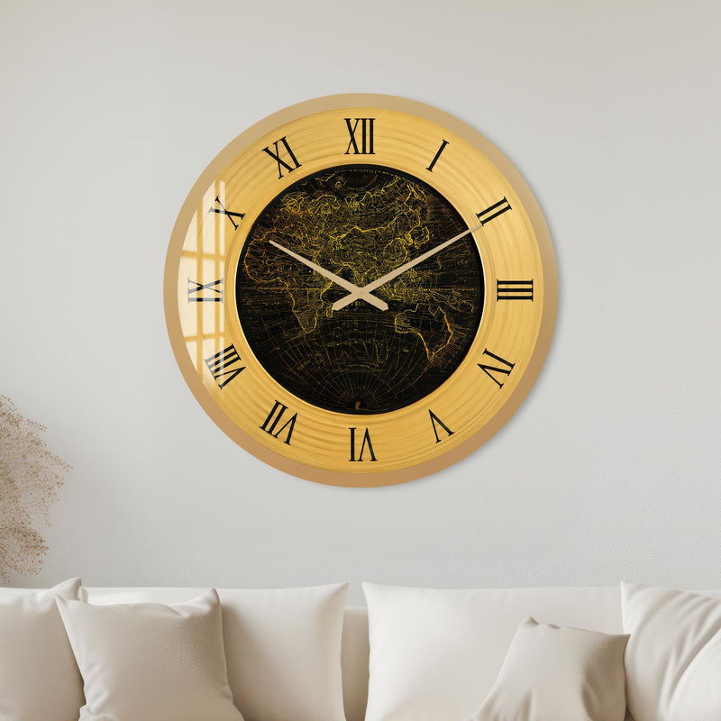Golden World Map with gold frame