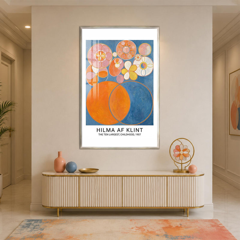 Childhood Cosmic Blooms with silver frame
