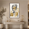 Golden Botanical Muse with walnut frame