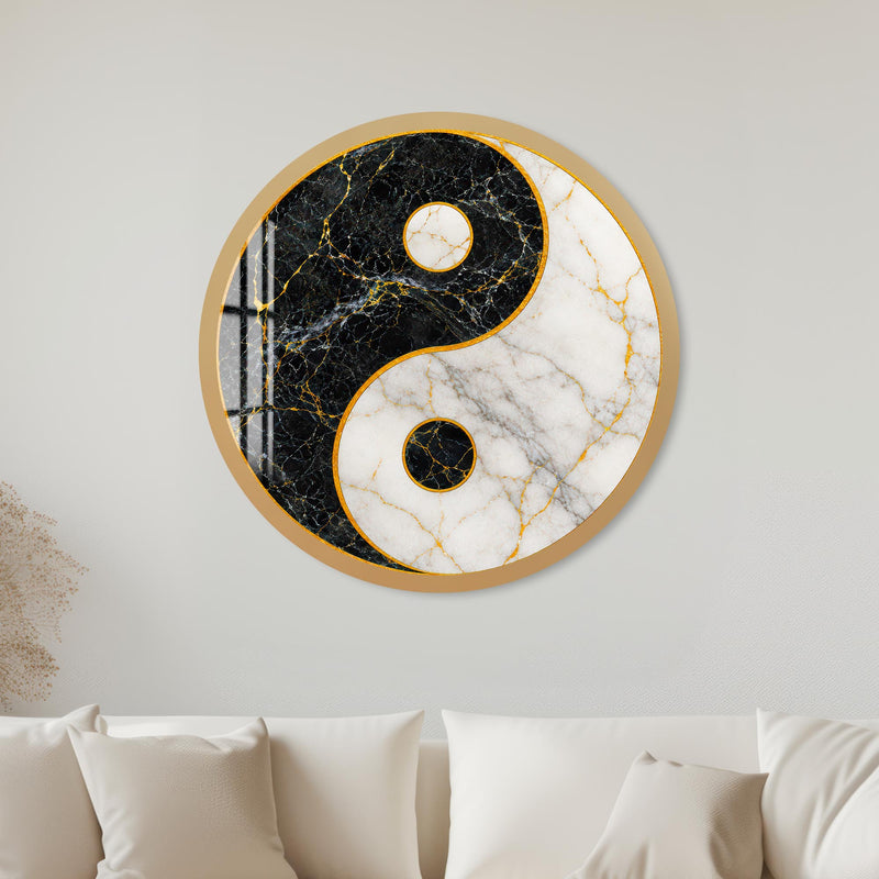 Marble Yin Yang with gold frame