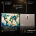 Gilded Azure World — tempered glass, ultra HD print, ready to hang
