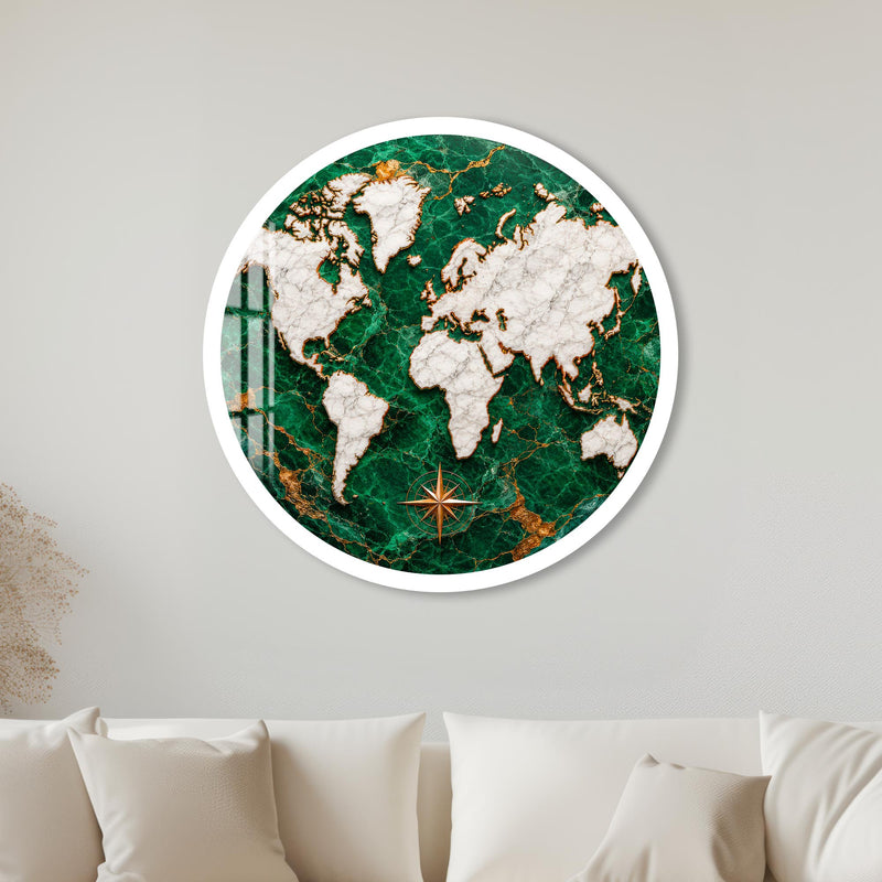 Emerald Marble World with white frame