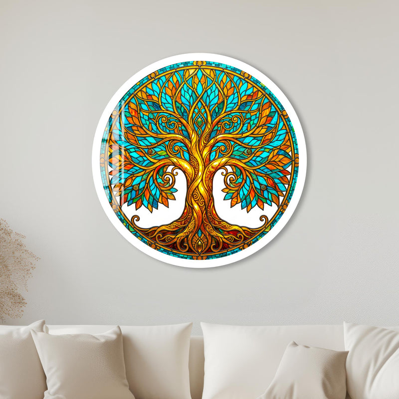 Stained Glass Tree Of Life II with white frame