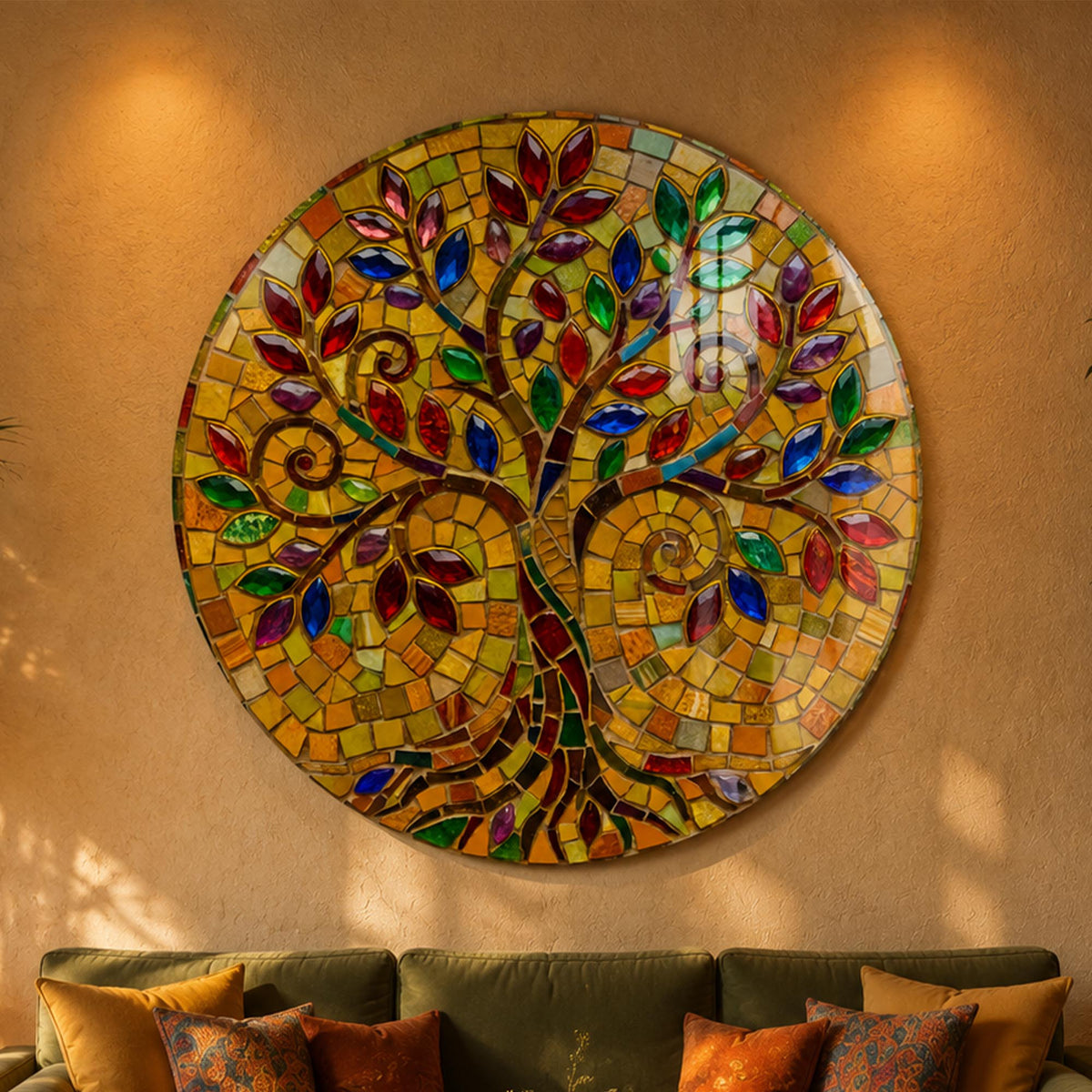 Amber Tree Of Life II — tempered glass, ultra HD print, ready to hang