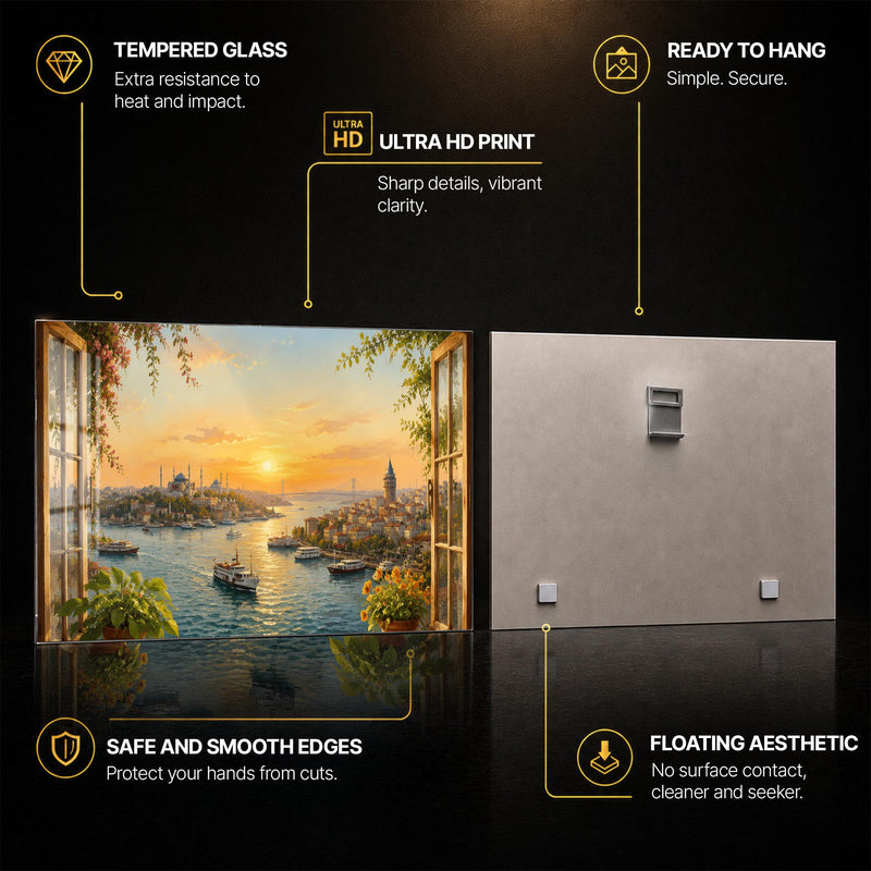 Istanbul Sunset View — tempered glass, ultra HD print, ready to hang