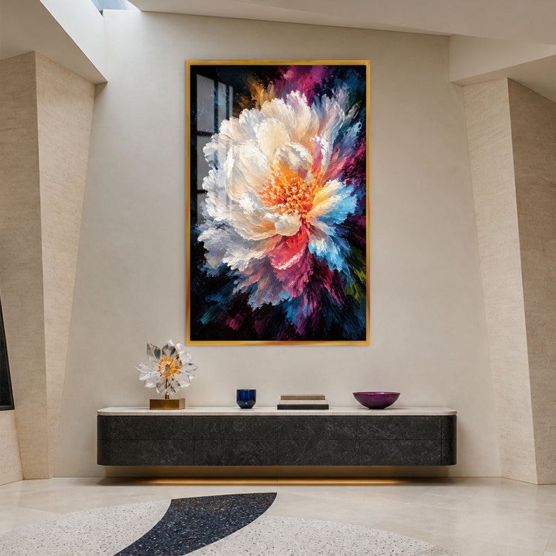 Midnight Peony with gold frame
