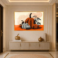 Dotted Harvest Pumpkins with gold frame