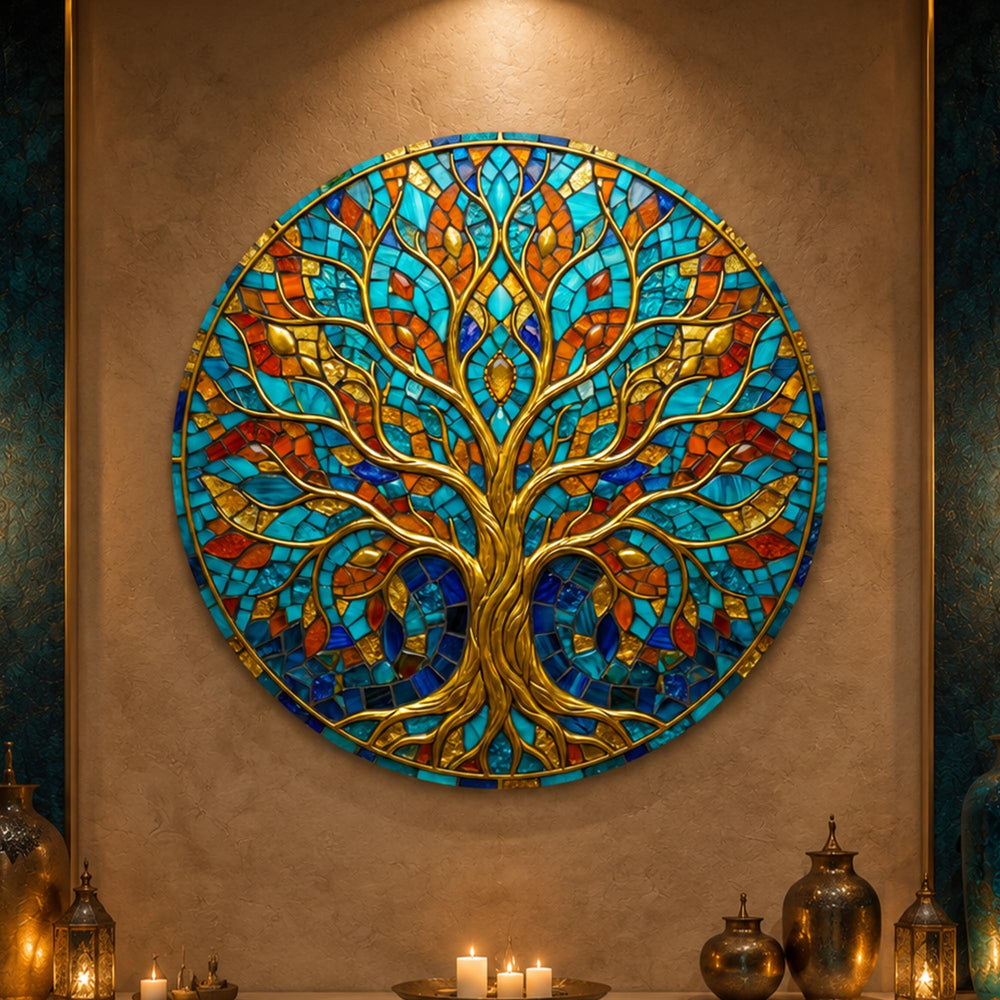 Radiant Roots Tree Of Life — tempered glass, ultra HD print, ready to hang