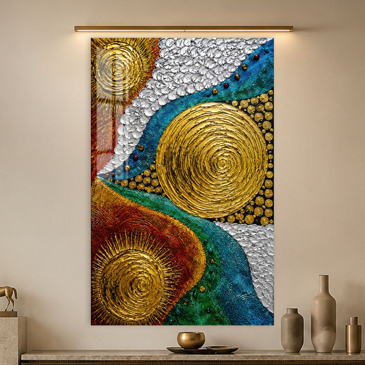 Gilded Cosmic Currents in a modern room