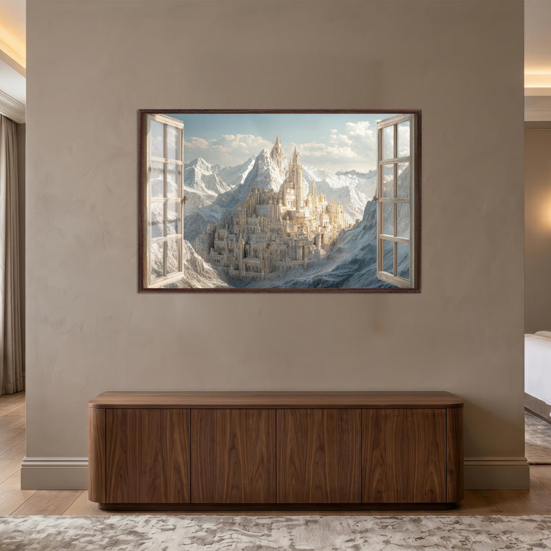 Winter Citadel Vista with walnut frame