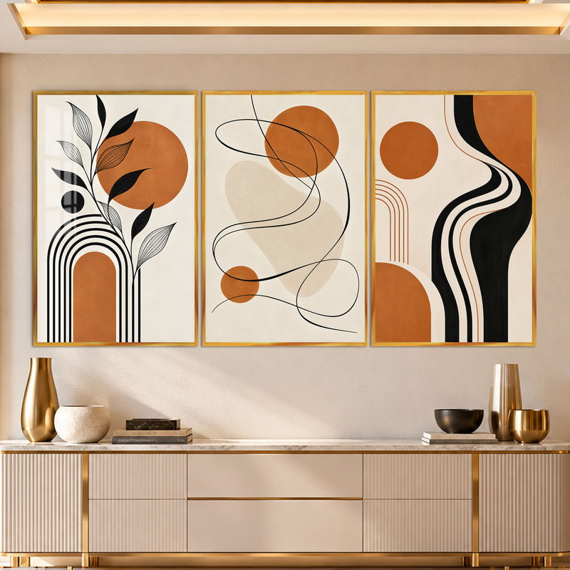 Terracotta Abstract with gold frame