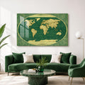 Vintage Emerald World Map lifestyle view