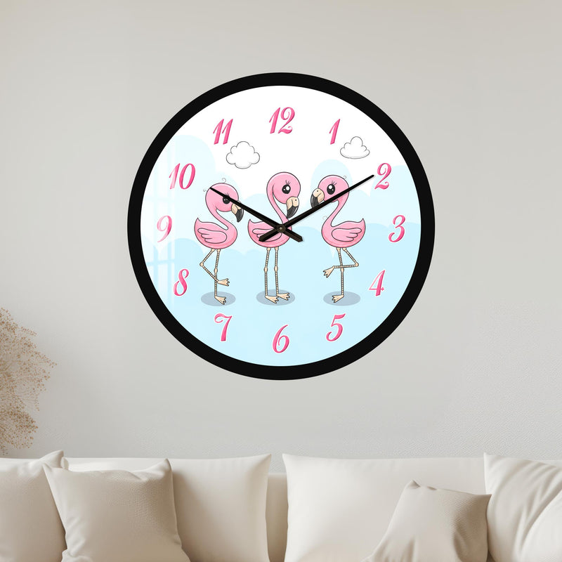 Playful Pink Flamingos with black frame